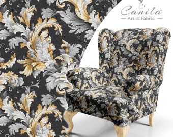 Elegant Floral Upholstery Fabric, Printed Polyester Leaf Fabric, DIY Sofa Projects