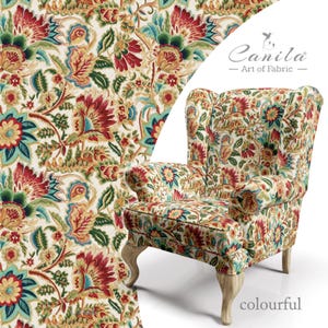 Floral Moroccan Upholstery Fabric: Soft-Touch, Machine Washable, By The Yard
