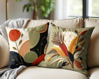 Green Leaf Pillow Cover: Soft Suede Abstract Cushion
