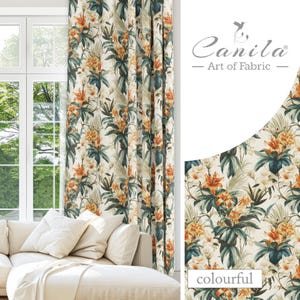 Flower Printed Colorful Curtain Panel, Modern Minimalist Living Room Curtain, Blackout Window Treatments, Floral Design Curtain