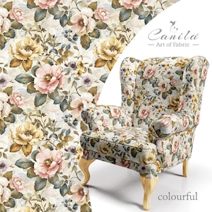 Watercolor Floral Pattern Upholstery Fabric, Little Flower Sofa Fabric, Furniture Upholstery Fabric For Sofa or Pillow or Chair
