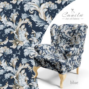 Elegant Floral Upholstery Fabric By The Yard, Sofa Fabric For DIY Projects, Printed Polyester Fabric, Leaf Fabric