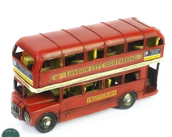 Handcrafted Double Decker Red London Bus Metal Model Toy - Unique
