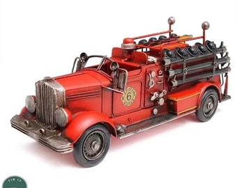 Vintage Antique Fire Truck Vehicle Metal Model, Gift, Handmade, Birthday, Fathers Day, Mothers Day,Collector,Vintage