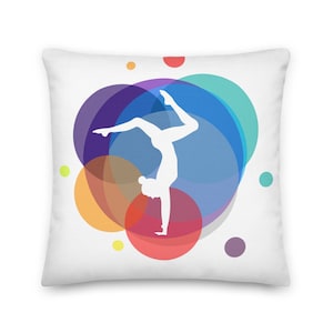 Handstand with Color Splash - Premium Throw Pillow for Gymnastics, Dance, Cheer (with pillow insert)