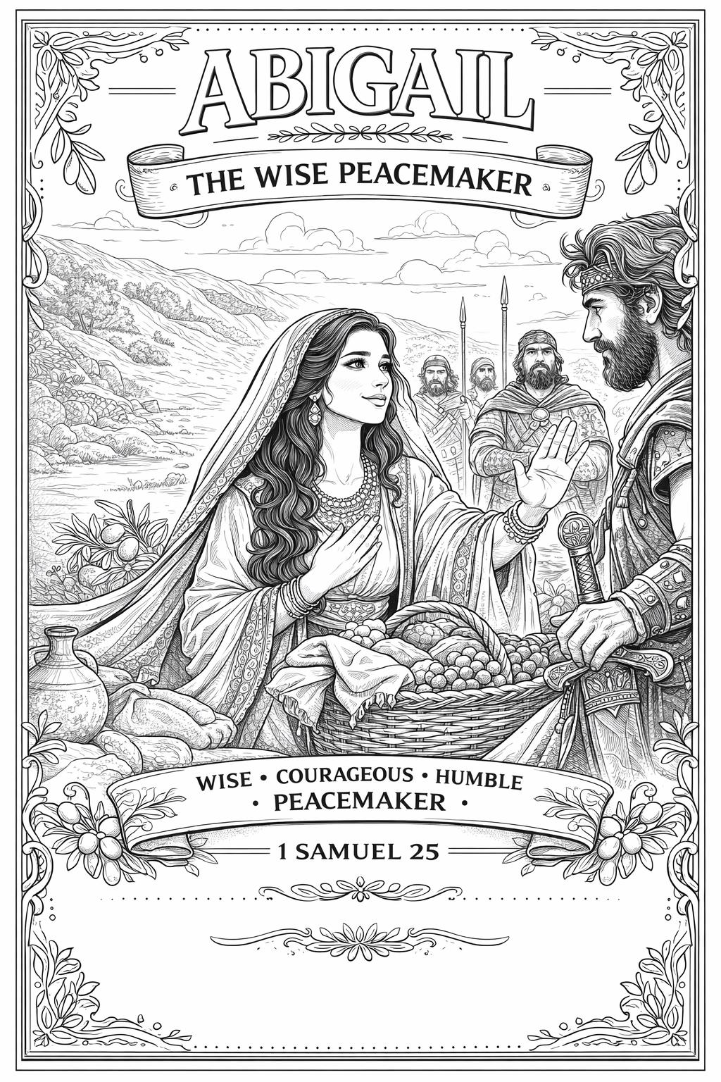 Abigail Bible Coloring Page – Wise Peacemaker, 1 Samuel 25 (printable ...