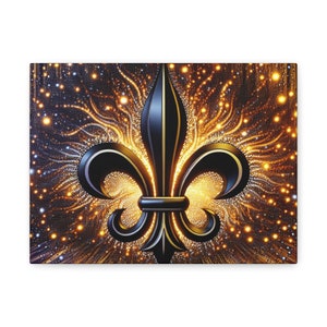 Fleur De Lis Wall Art | New Orleans-Inspired Decor in Black and Gold | Elegant Gift for Room Decor (14 x 11 inches)|