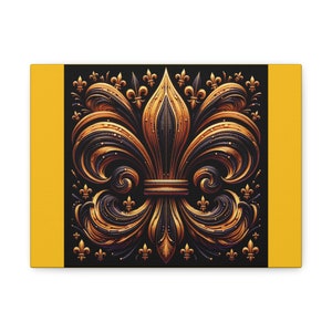 Fleur De Lis Wall Art | New Orleans-Inspired Decor | Black & Gold Fleur De Lis Print for Room Decor (12 x 9 inches)