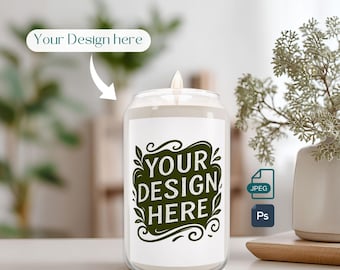 13 Unzen Sojakerze MockUp für POD Printify Candle Kerzen, Photoshop PSD mit Smart Objekt und JPEG Datei