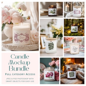 Candle Mockup Bundle, Whole Shop Section Access Current & Future Candle Mock ups, Printify Lumient and Printed Mint, PSD JPEG Digital Files