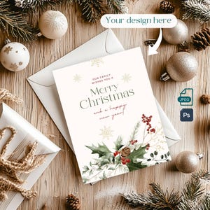 Boho Urlaub Karte Mockup, natürlich festliche Karte Mockup, PSD & JPEG Dateien, Photoshop mit Smart Objekt, Flatlay Mockup A2 4,25 x 5,5 Zoll
