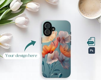 Mockup de capa para iPhone 16 em PSD, modelo realista de objeto inteligente 3D, mockup de capa para celular para vendedores Etsy e POD