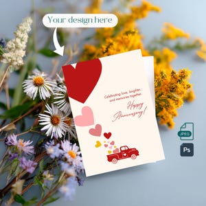 Maquette de carte florale, maquette de carte de voeux, fichiers PSD et JPEG, Photoshop avec objet intelligent, arrière-plan avec des fleurs pour carte 5 x 7 pouces
