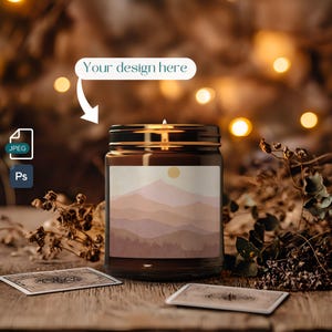 Amber sojakaarsmodel, Printify Lumient mock-up, 9oz sojakaars kaars amberkleurige glazen pot, rustieke kaartsfeer, PSD JPEG-bestanden, digitale download