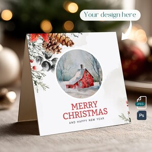 6"x6" Holiday Card Mockup, Feminine Greeting Card Mock up, PSD & JPEG Files, Photoshop with Smart Objects, Cosy Evening Christmas Vibe