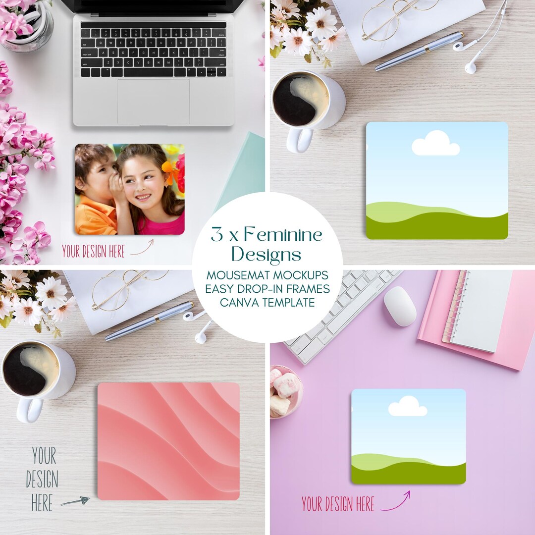 Modern Feminine Mousepad Mockup Bundle, Canva Templates for Custom ...