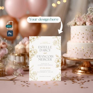 Maquette de carte d'invitation de luxe, maquette de carte de voeux, fichiers PSD et JPEG, Photoshop avec objet intelligent, invitation à une célébration 5 x 7 pouces