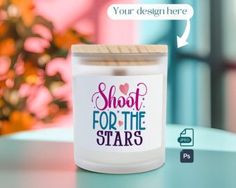 Modern Colours Frosted Glass 11oz Soy Candle Mock Up, Printify Printed Mint Mockup,  PSD Photoshop and JPEG Files, Digital Download