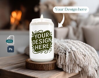 13oz Soy Candle Mock Up, Printify Candle Builders Mockup, Photoshop PSD with Smart Object and JPEG File