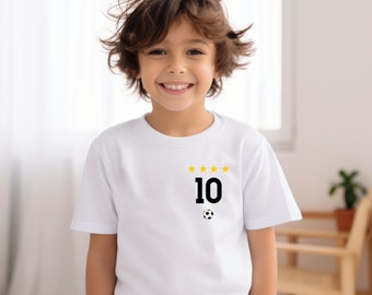 Personalisierbar Geburtstagsshirt Jungen Kindergeburtstag Fußball Trikot Kinder Geburtstagsshirt mit eigener Zahl Shirt mit Wunschalter