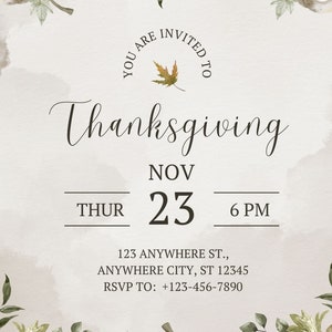 Thanksgiving Dinner Invitation, Let’s Give Thanks Invitation Template, Thanksgiving, Printable Thanksgiving Invitation Instant Download