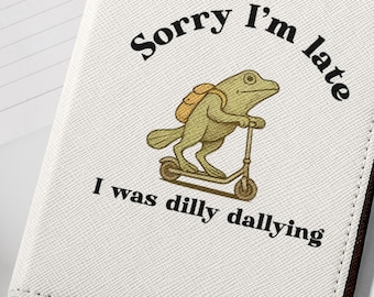 Custom Passport Wallet, Retro Leather Passport Holder For Holiday, Funny Mudskipper on Kickbike, Cute Unique Birthday Gift,ID Card Holder