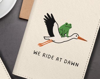 Custom Passport Wallet, We Ride At Dawn, Funny Frog Sloth Capybara Raccoon, Retro Leather Passport Holder For Holiday, Gift For Frog Lover