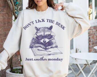 Ironic Teacher Raccoon Shirt, Unisex Funny Teacher Gift, Ironic Crewneck, New Teacher Gift, Teacher Appreciation Sweatshirt, Meme Shirt
