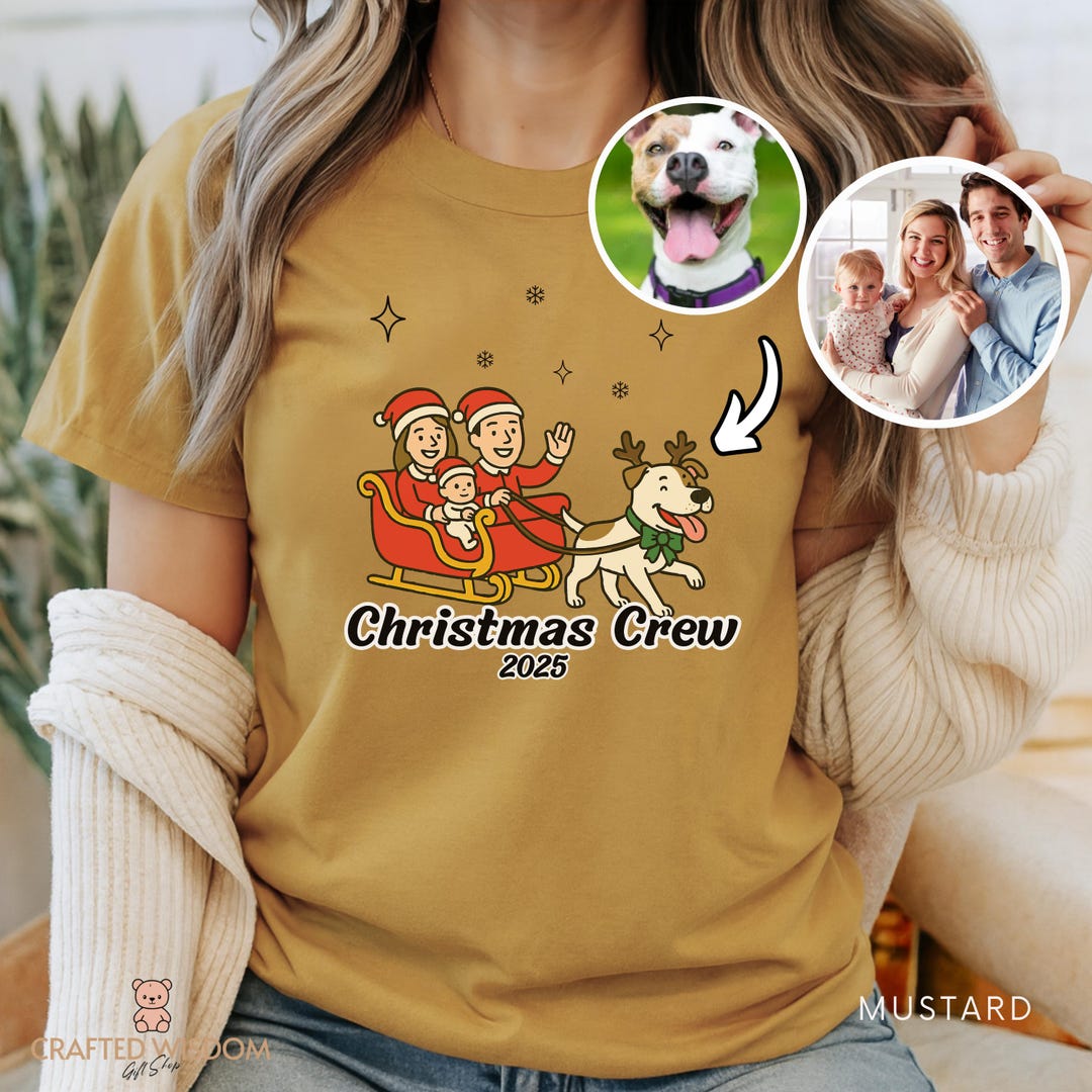Custom Family Pet Portrait on Shirt, Funny Xmas Dog Art Tee, Dog Cat ...