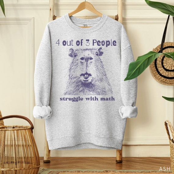 Ironic Math Teacher Sweatshirt, Funny Gift for New Teacher, Unisex Meme Shirt, Capybara Shirt, Math Teacher Gift, Comfort Color, Vintage
