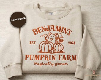 Custom Corgi Dog Fall Embroidered Sweatshirt, Pumpkin Patch Personalized Vintage Crewneck for Pet Owner, Retro Dog Lover Pullover Halloween