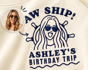 Embroidered Custom Birthday Cruise Shirt 2026,Personalized Photo Trip Nautical Tee Matching Shirts Cruise Squad Group Shirts Bachelorette