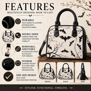 Bat Bag Shoulder Handbag Halloween Bag Gothic Handbag Spooky Purse Crossbody Women Alternative Fashion Dark Academia Aesthetic Gift Witchy image 9