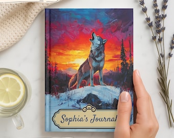 Personalized Wolf Journal Custom Name Notebook Wilderness Diary Gift Teen Animal Sketchbook Nature Writing Book Camping Adventure Planner