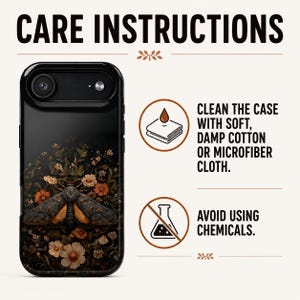 Moth Phone Case Magnetic Protection Impact Resistant Dark Floral Botanical Design Vintage Aesthetic Magsafe Compatible Protective Shell image 13