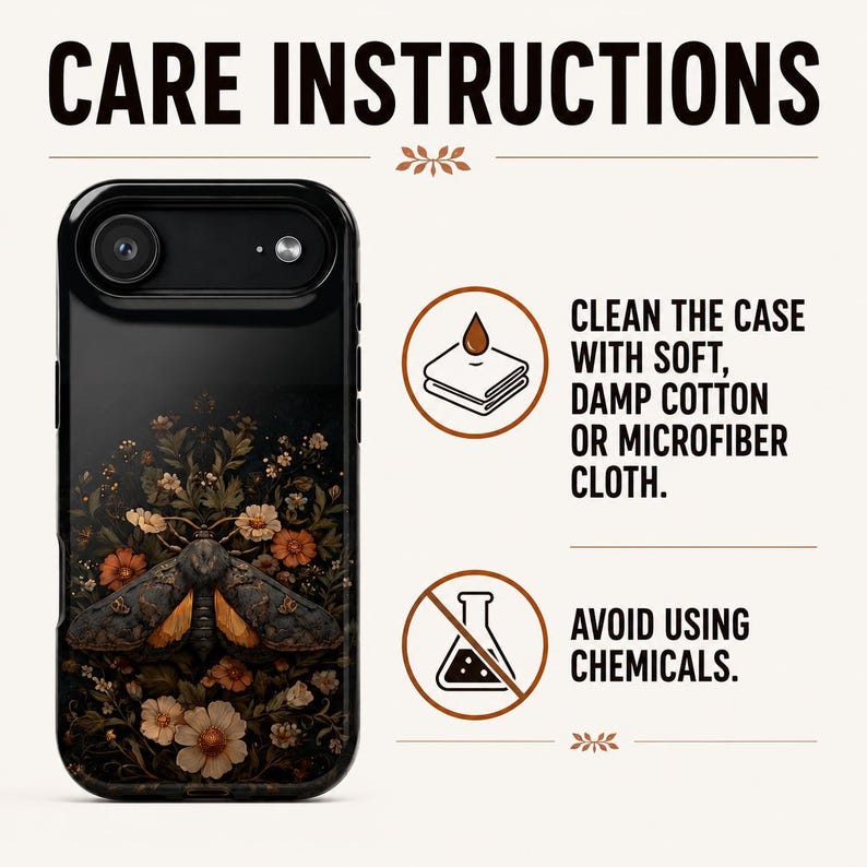 Moth Phone Case Magnetic Protection Impact Resistant Dark Floral Botanical Design Vintage Aesthetic Magsafe Compatible Protective Shell image 13