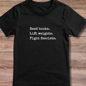 Boek sportschool shirt grappig ontwerp statement T-shirt lezen training intellectuele kleding activist bericht politieke kleding fitness liefhebber