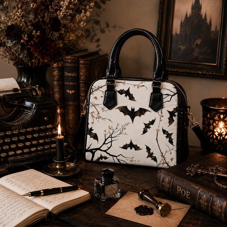 Bat Bag Shoulder Handbag Halloween Bag Gothic Handbag Spooky Purse Crossbody Women Alternative Fashion Dark Academia Aesthetic Gift Witchy image 10