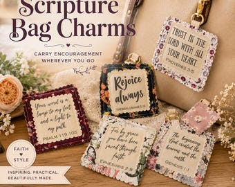 Bible Verse Charm Scripture Bag Tag Christian Purse Accessory Faith Keychain Attachment Religious Backpack Clip Inspirational Handbag