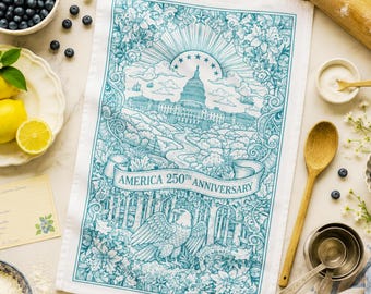 Strofinaccio da cucina patriottico, decorazione per il 250° anniversario dell'America, regalo commemorativo con l'aquila del Campidoglio, stile vintage americano.