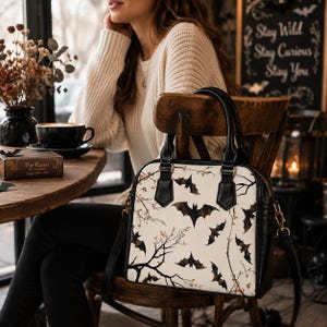 Bat Bag Shoulder Handbag Halloween Bag Gothic Handbag Spooky Purse Crossbody Women Alternative Fashion Dark Academia Aesthetic Gift Witchy image 8