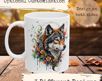 Wolf Animal Mug Wildlife Art Nature Coffee Mug Wolf Woodland Creature Cup Gift Nature Enthusiast Outdoor Adventure Camping Customizable
