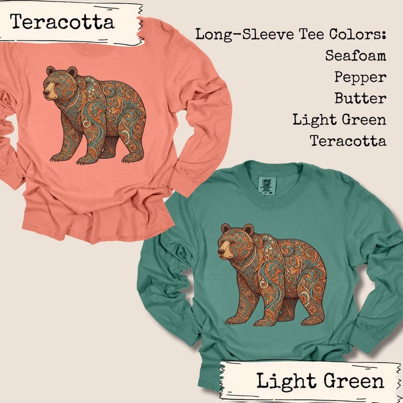 花柄クマシャツ ペイズリー柄クマTシャツ ボヘミアンネイチャーシャツ 野生動物グラフィックTシャツ アウトドア レディース アドベンチャーウェア ハイキングアパレル キャンプギフト 画像 14