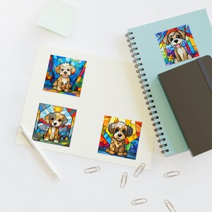 Stained Glass Puppies Version B. Sticker Sheets