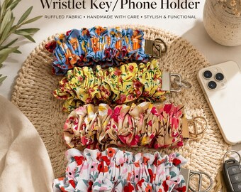 Stof schoudertasje sleutelhangerhouder cadeau vrouw verjaardagscadeau moeder sleutelhanger sleutelkoord pols accessoire telefoonhouder handgemaakte doek bloemen