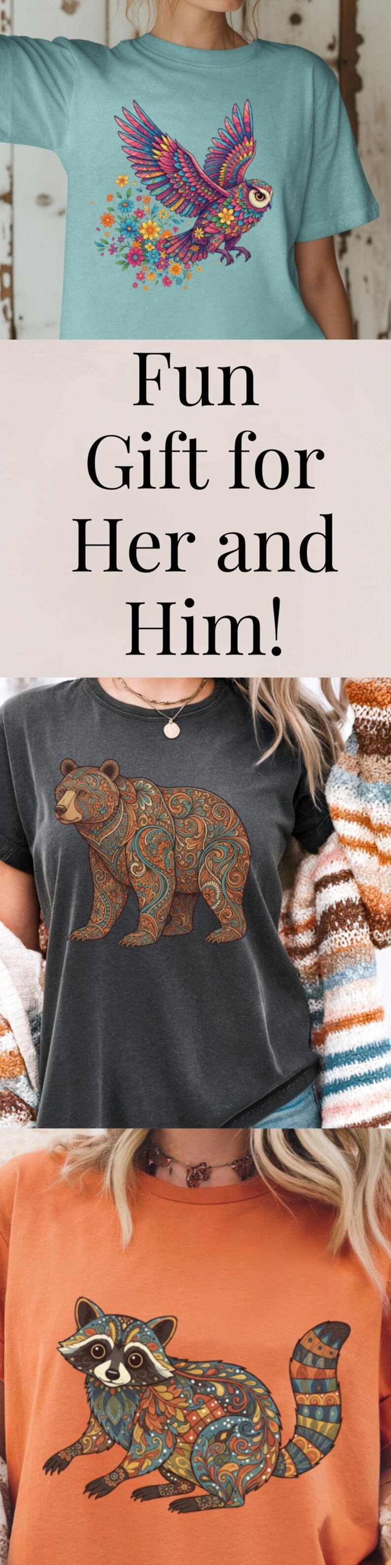 花柄クマシャツ ペイズリー柄クマTシャツ ボヘミアンネイチャーシャツ 野生動物グラフィックTシャツ アウトドア レディース アドベンチャーウェア ハイキングアパレル キャンプギフト 画像 20