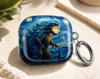 Starry Night Airpod Case Mythical Beast Monster Sky Art Protection Phone Accessory Gift Him Boyfriend Present Unique Fan Wireless Cover