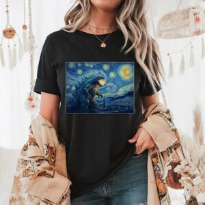 Premium Comfort Colors Godzilla Shirt Starry Night Design Soft Washed Fabric Relaxed Fit Kaiju Monster Graphic Tee Vintage Style Art Movie Creature Design Unisex Casual Wear Durable High Quality Print Perfect Gift Idea Film Enthusiast