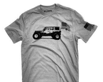 Off-Road SUV American flag USA Silhouette t-shirt perfect shirt for Offroad wrangler jk jl 4x4 Owners