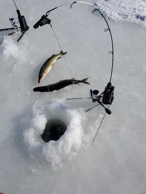 ice fishing tip up rod holder "BIG RED" DOWN-TIP (Discontinued) With ease Hook Setting Ice Fishing Rod